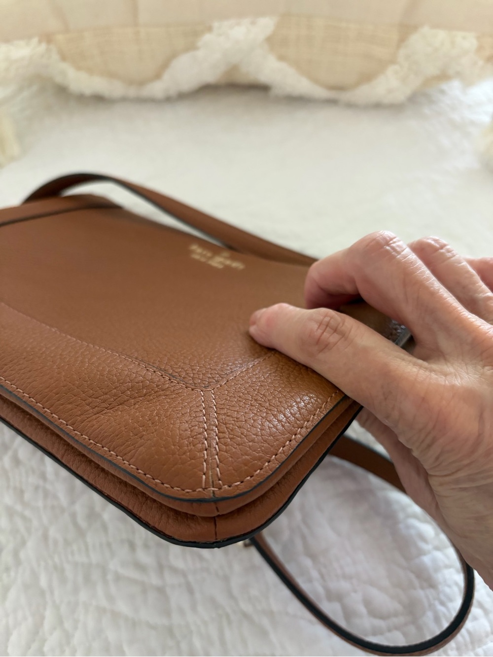 Kate Spade Lena Leather Crossbody Bag in Cognac Brown - Picture 10 of 11